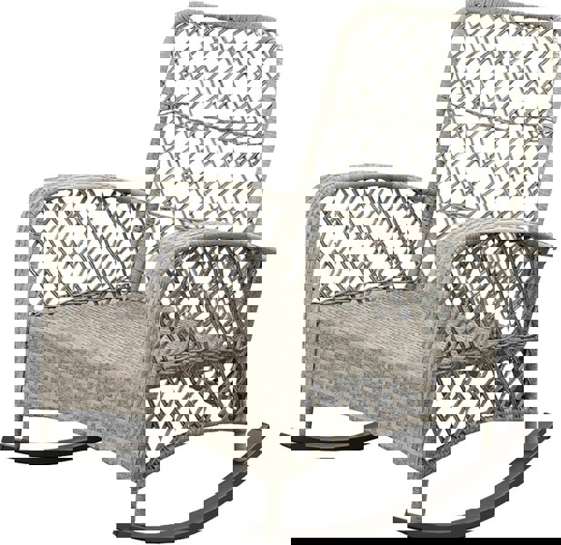 Furniture One Patio Rattan Rocking Chair, Wicker Rocking Armchair with Soft Cushion, All-Weather Steel Frame Relaxer Rocker Chair