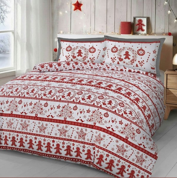 Velosso Gingerbread Printed Cotton Blend Duvet Cover and Pillowcase Set