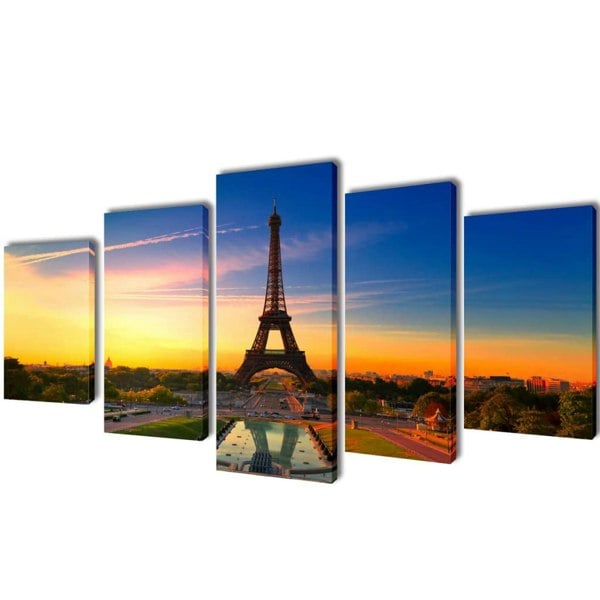 Berkfield Canvas Wall Print Set Eiffel Tower 200 x 100 cm