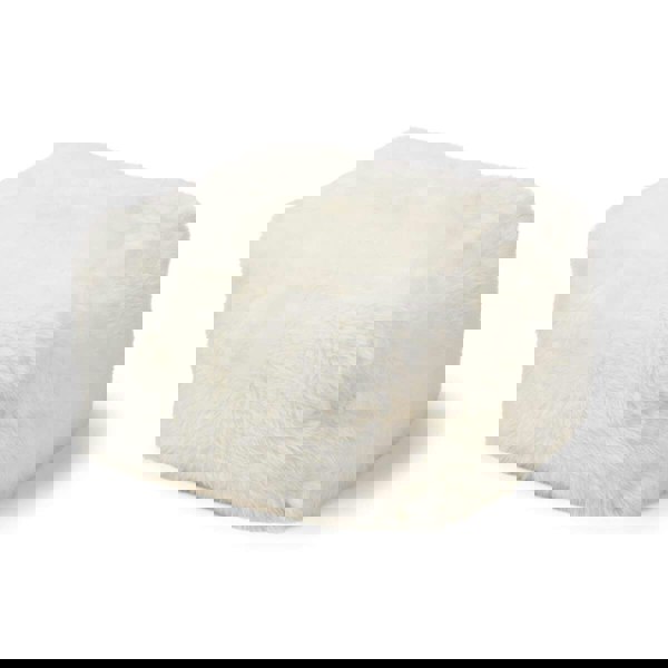 Long Wool Sheepskin Pouf Ivory