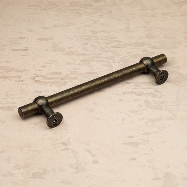 Handle & Home Antique Brass T-Bar Handle and Coordinating Knob