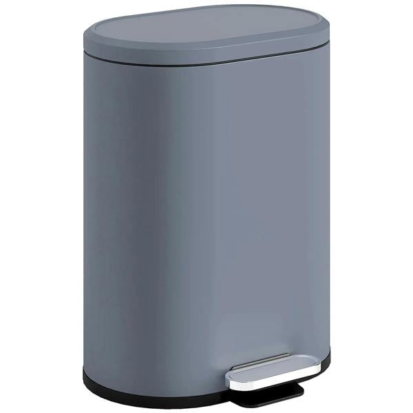 Grey modern curved 30L kitchen bin with round lid and foot pedal