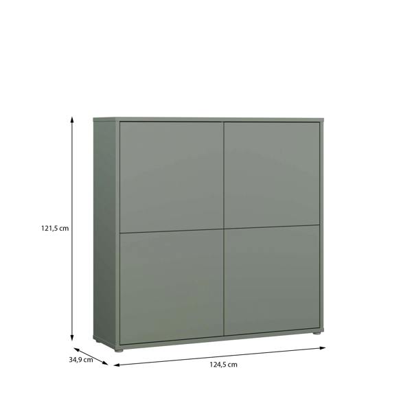 Furniture To Go Alice Springs 4 Door Large Storage Cabinet with Push-to-Open Doors in Sage Green