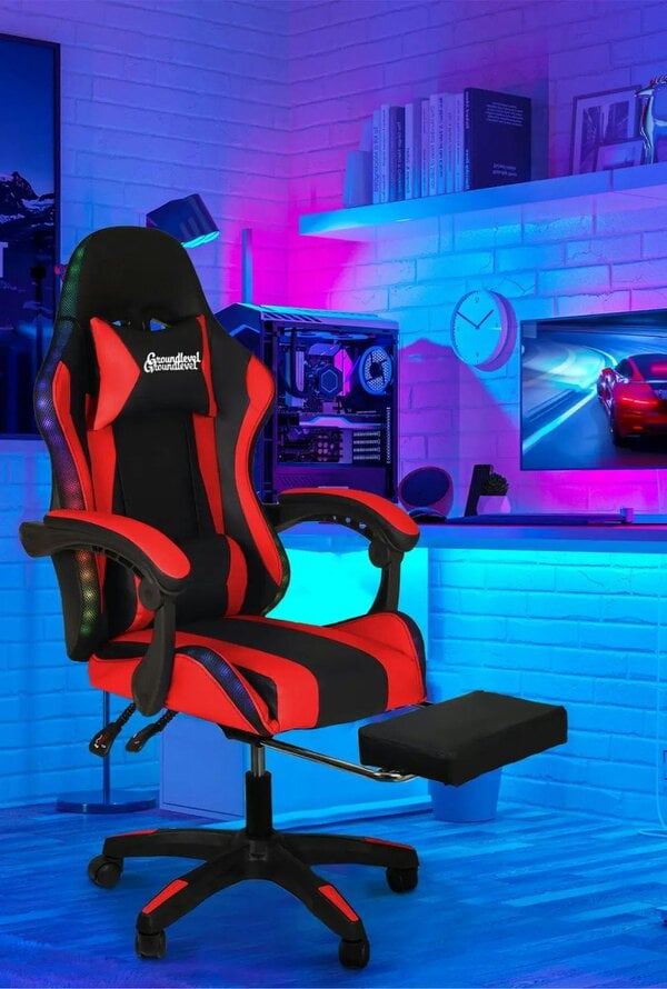 Groundlevel Premium LED Gaming Chair with Footrest