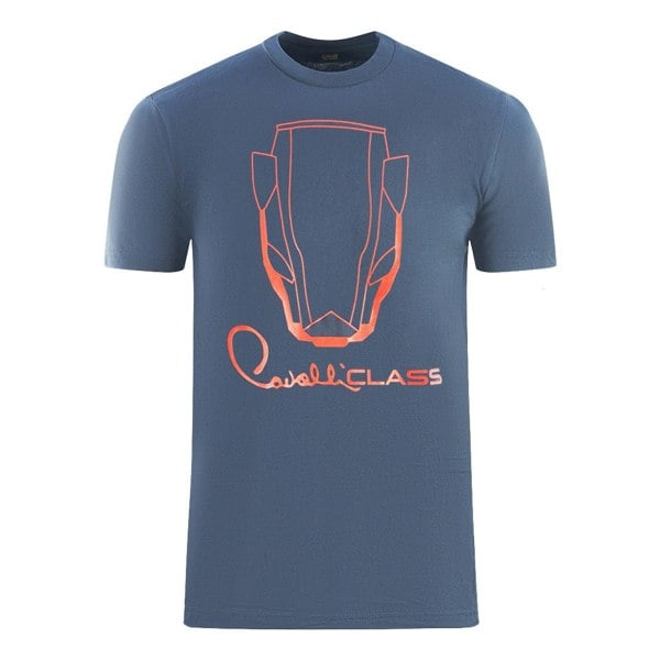 Cavalli Class Snake Head Logo T-Shirt - Navy Blue