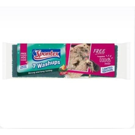 Spontex Washups 7-Pack x 6 + Hedgehog: 42 Sponges for the Ultimate Clean