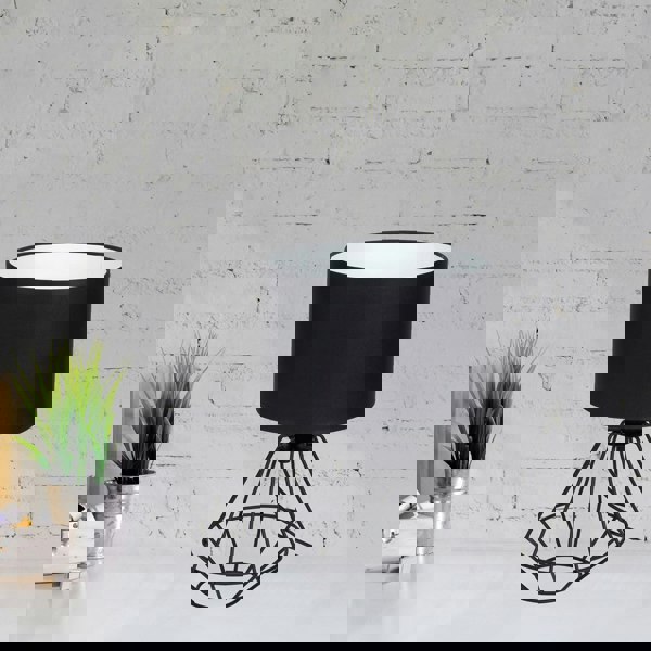 Milagro Colin Black Table Lamp 1XE27 Hand Made Matt Black Cage Style Lamps Creating Industrial Chic