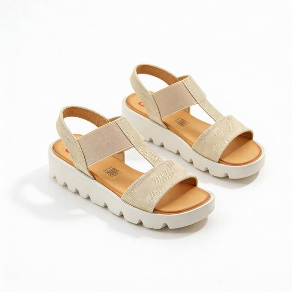 Heavenly Feet Heavenly Feet RITZ SHIMMER Womens Slingback Sandals Beige/Gold
