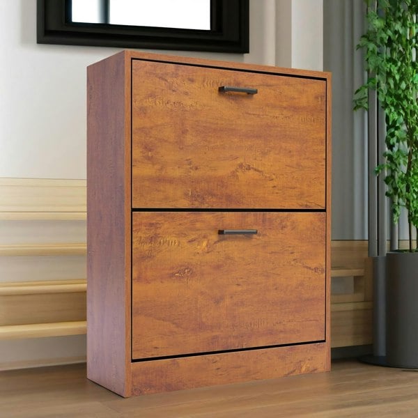 Rafaelo Mobilia 2 Drawer Shoe Storage Cabinet Oak