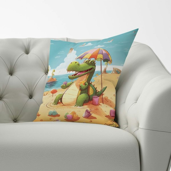 Warren Reed A Crocodile On A Beach Holiday Cushions