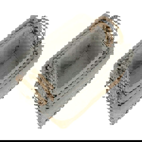 Wicker Antique Wash Finish Handled Grey Cotton Lining Storage Basket