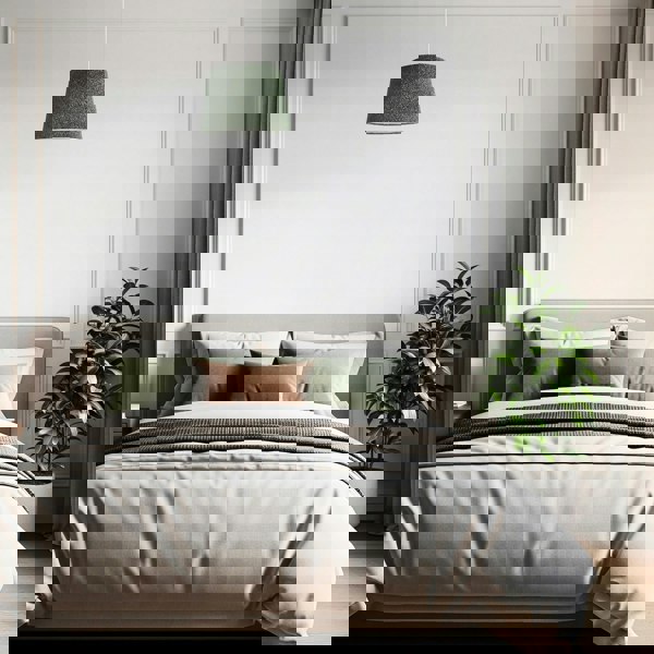 Forest and Sage Green Textured Wool Fabric Lamp Shade with Cream Inner Image 7