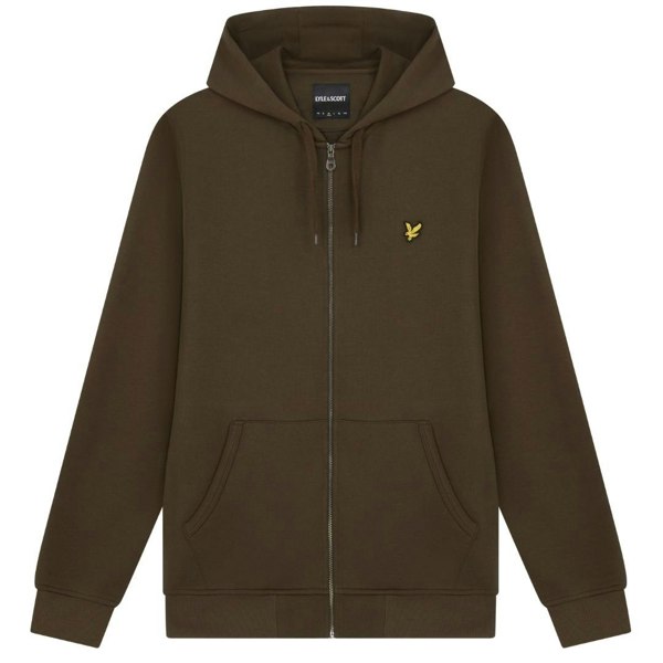 Lyle & Scott Branded Zip-Up Hoodie - Olive