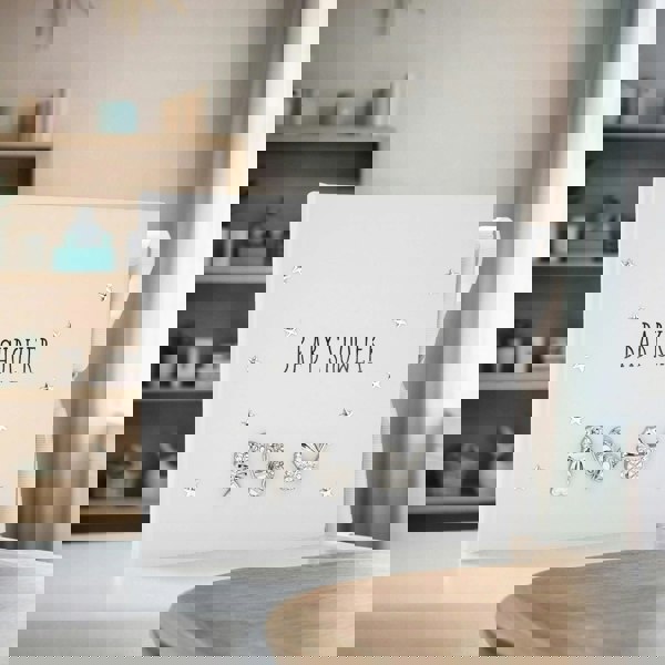 Baby Shower Photo Album with Silver Plated Rattle Pram and Booties Image 7