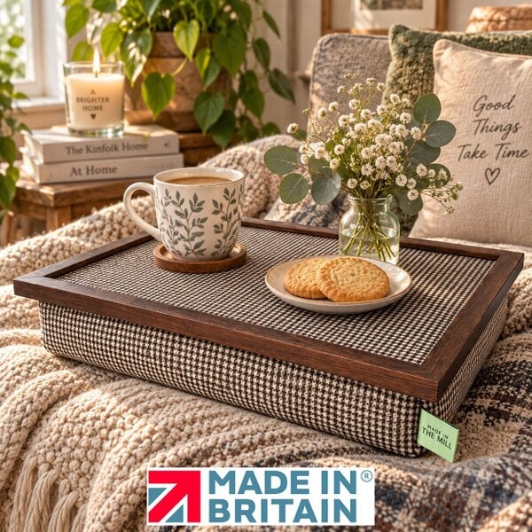 Made in the Mill Luxury Dogtooth Lap Tray With Bean Bag with Dogtooth Pattern Top