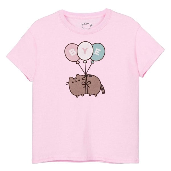 Pusheen Girls Bye Balloons Short-Sleeved T-Shirt - Pink