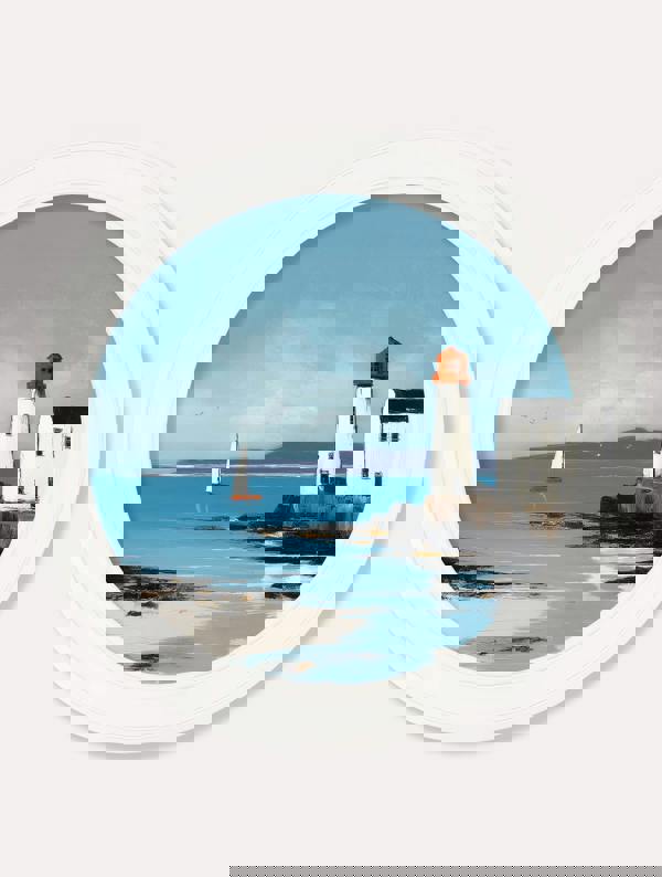 Exceptional Art The Coastal Lighthouse - Oxford Strong White round frame