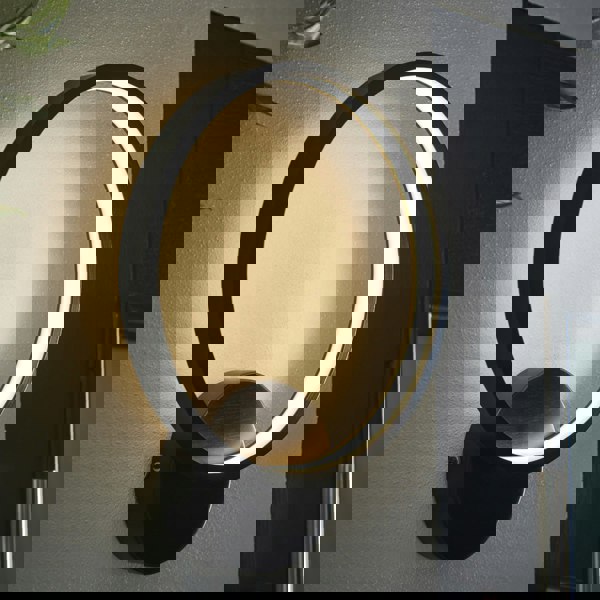 Textured Black Circular Outdoor Wall Light Integrated Warm White LED Tape Module