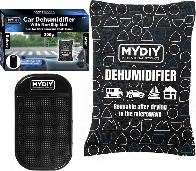 MY DIY PROFESSIONAL PRODUCTS Reusable Car Dehumidifier Bag - Moisture Absorber with Non-Slip Mat For Cars, Caravans, Home – Rechargeable in Microwave