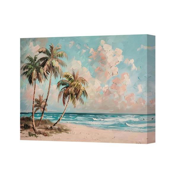 Benjamin Tate Design Tropical Beach Palm Trees Seascape Canvas Wall Art Print