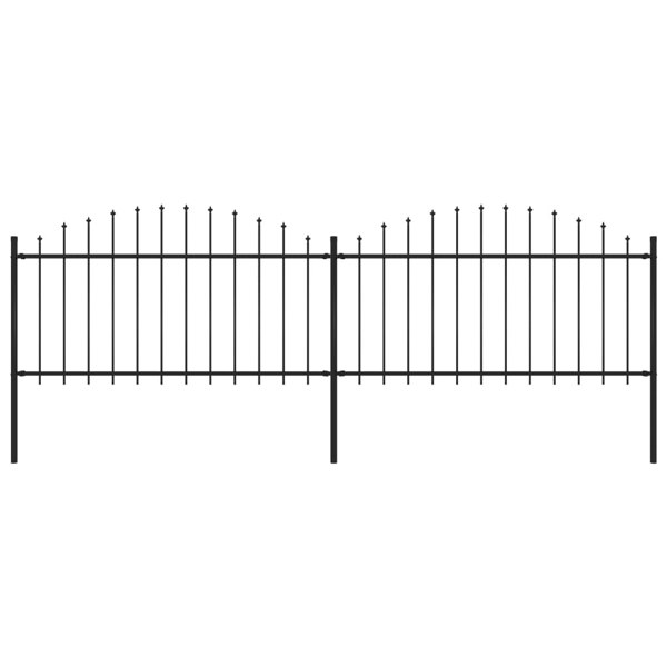Berkfield Garden Fence with Spear Top Steel (1.25-1.5)x3.4 m Black