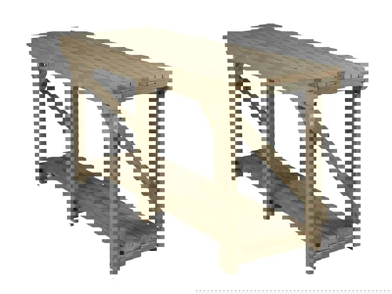Indoor/Outdoor Pressure-Treated Single Shelf Workbench, a robust and versatile solution for all your workspace needs. Handcrafted in the UK, this workbench is constructed from high-quality, pressure-treated timber, ensuring durability and resistance to the elements, making it suitable for both indoor and outdoor use.