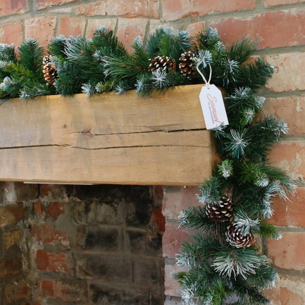 Samuel Alexander 270cm x 25cm Samuel Alexander Frosted Glacier Christmas Garland with Pine Cones