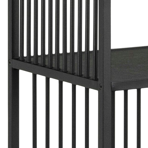 Wyld Haus Porto Tall Modern Organic Black Metal Shelving Unit Stone Effect Shelves