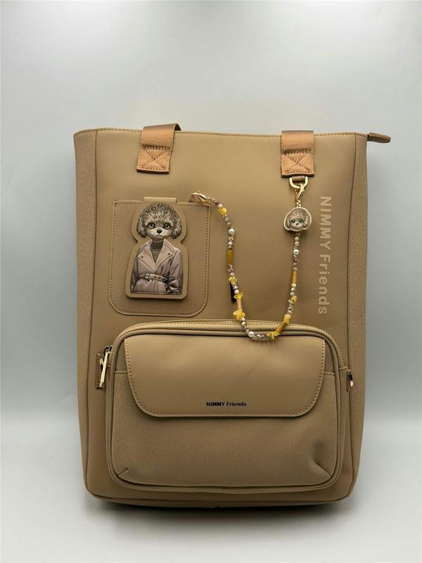 Nimmy Friends Nimmy Magnetic Fashion Series Combo Teddy Laptop Backpack with Detachable Pouch Brown - N-CXMC-STSJDNBZH-014