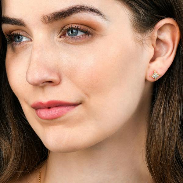 namana Gold Plated North Star Stud Earrings for Women