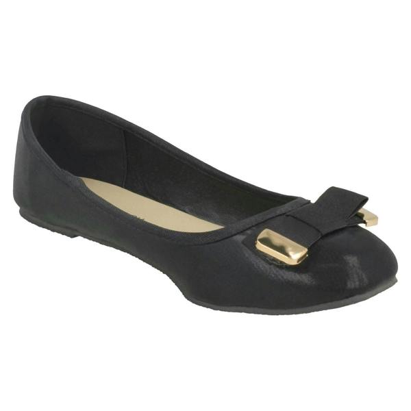 Spot On Ladies Spot On Ribbon Bow Vamp Ballerinas