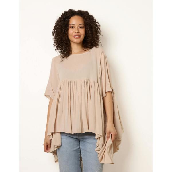 Blue Vanilla Gathered Oversized Top