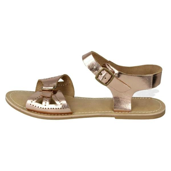 Leather Collection Ladies Leather Collection Flat Buckle Sandals