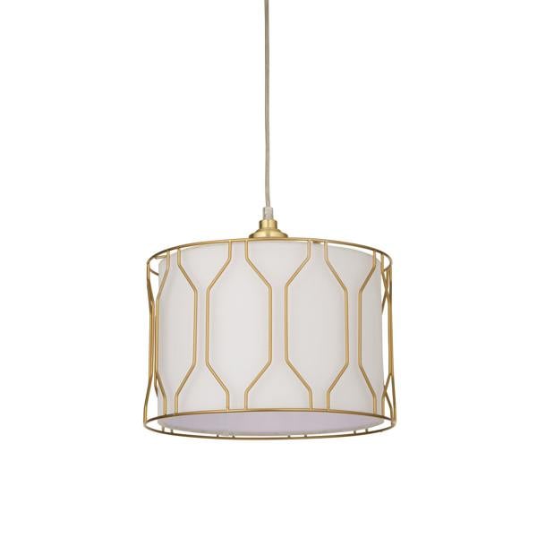 Lighting Collection DRUM SHADE WITH GOLD CAGE DETAIL