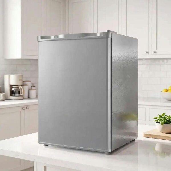 73 L Mini Fridge with Chiller Box, Single Door Compact Refrigerator, Adjustable Thermostat, Reversible Door, Grey - Grey