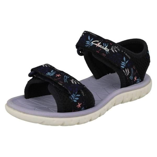 Clarks Childrens Clarks Pattern Detailed Adjustable Sandals Surfing Tide