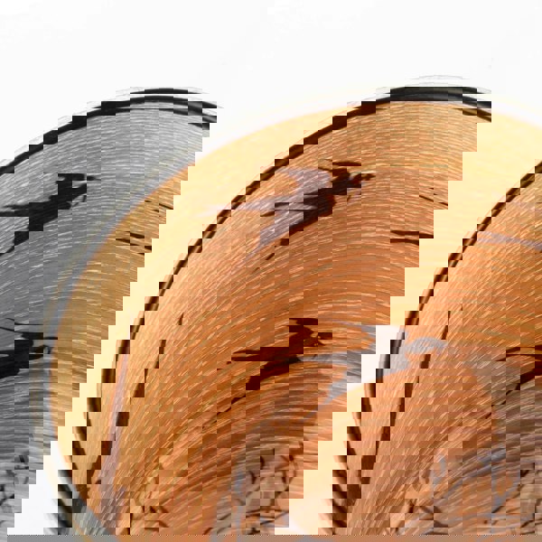 Bamboo Wood Effect Table Lamp with Black Birds and Trees Inner Lining Image 5