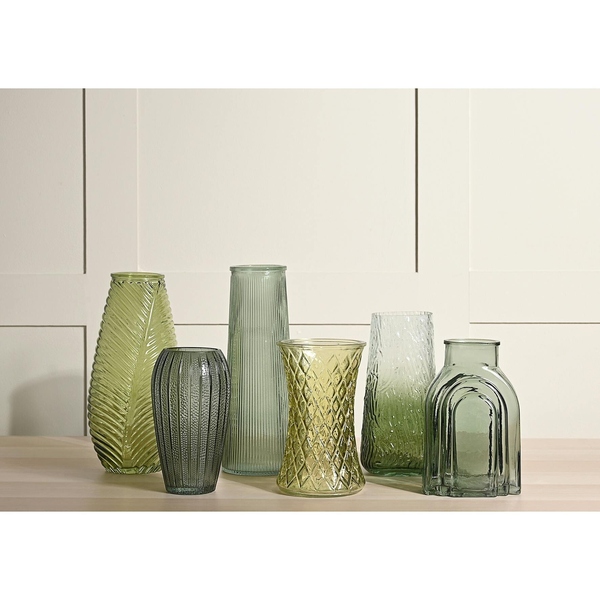 Hestia Green Ribbed Flute Vase