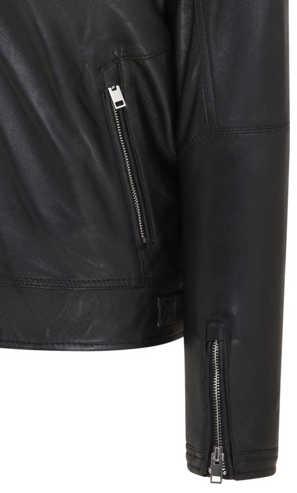 Infinity Leather Mens Black Café Racer Biker Leather Jacket - Aniak