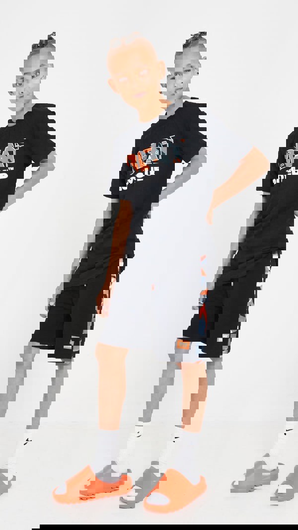 Beat Boyz Club Front Shorts - Black/Orange Geo