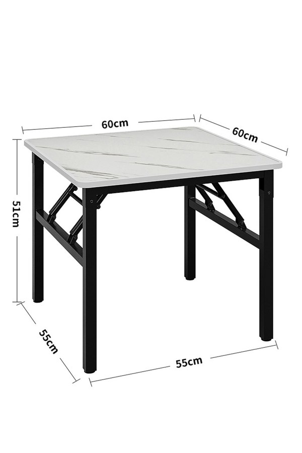 Living and Home Square 60cm Folding Coffee Table with Marble Effect Top
