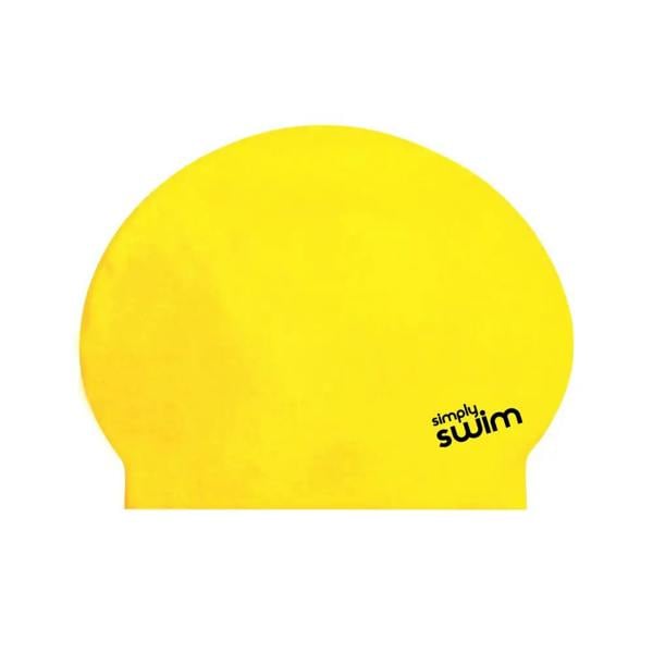 Yellow Simply Swim silicone cap with solid colours latex logo