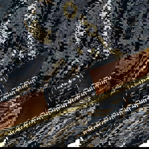 Embassy London Envy - Black & Grey & Gold - Women's leather flap clutch bag with strap