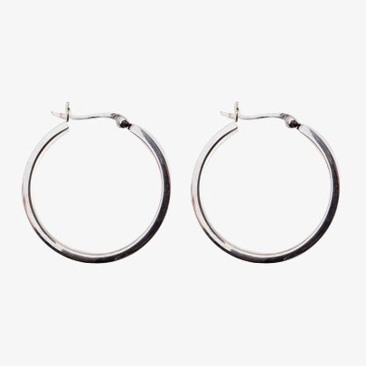 T. H. Baker Silver 30mm Square Tube Hoop Earrings 8-53-8929