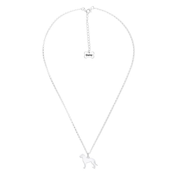 Portuguese Pointer Silhouette Silver Necklace - Personalised - MYLEE London