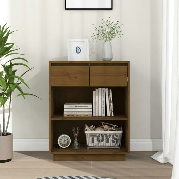 Berkfield Console Cabinet Honey Brown 60x34x75 cm Solid Wood Pine