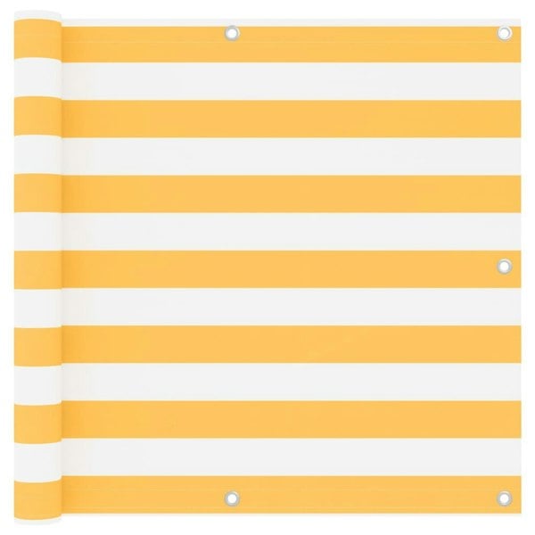 Berkfield Balcony Screen White and Yellow 90x600 cm Oxford Fabric