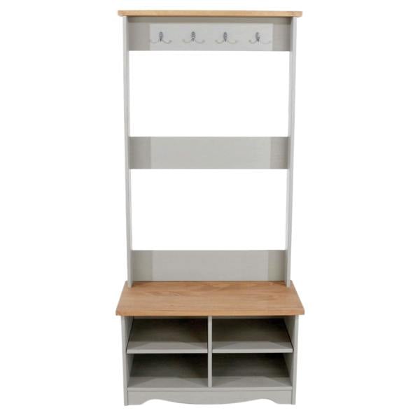 Core Products Corona Grey Hall Shoe Bench with Hat & Coat Rack