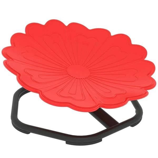 Red flower-shaped sensory spinning chair with black non-slip base