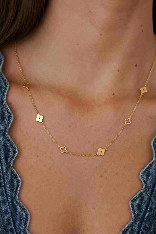 Serla 18k Gold Plated Clover Pendant Necklace